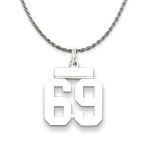 Sterling Silver Athletic Lg Polished Number 69 Necklace - 18 Inch